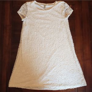 Tacera white, fully lined lace dress